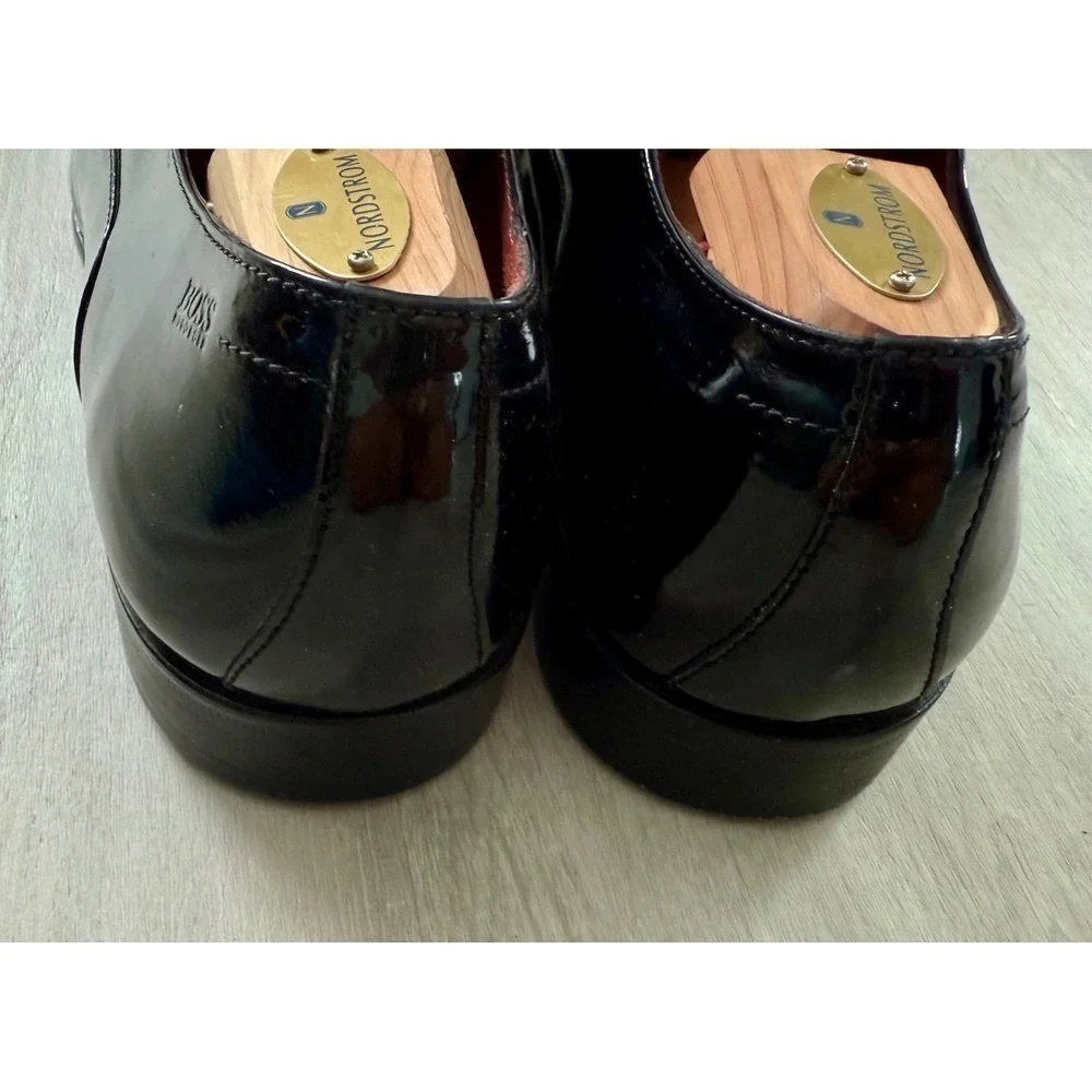 Hugo Boss Oxford Shoes Mens 11.5 Black Good Patent Leather Formal Tuxedo Dress